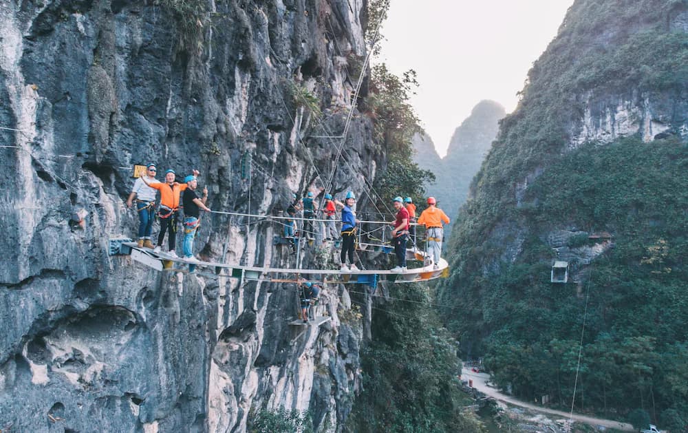 Outdoor rock climbing