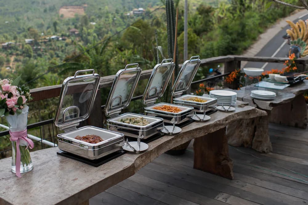 Outdoor banquet area